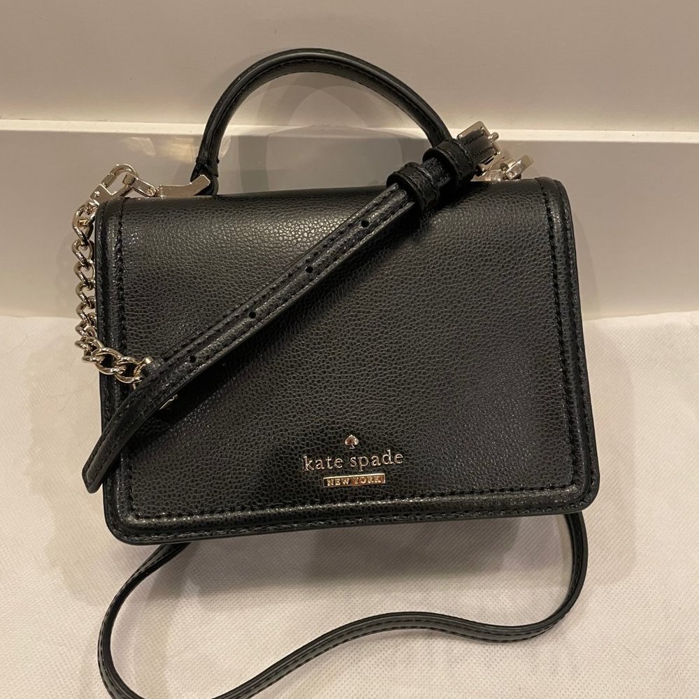 Kate Spade Mini Crossbody Bag with Top Handle- Black / Gold
